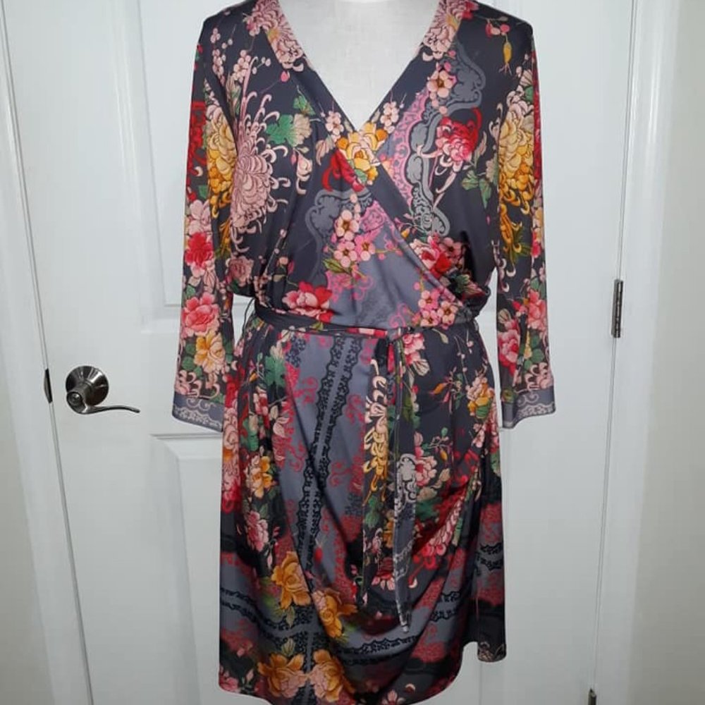 NWT $248 JOHNNY WAS Deleal Floral Wrap Dress Sz XL